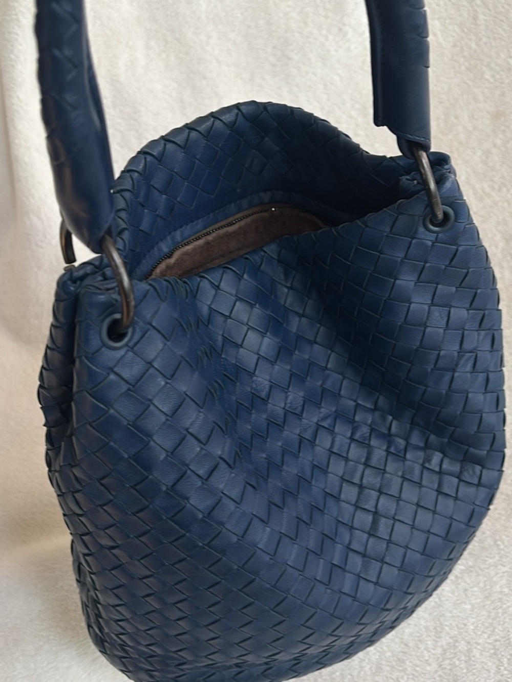 Bottega Veneta Navy Intrecciato Leather Hobo